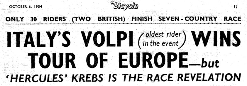 Bicycle 1954 Tour of Europe